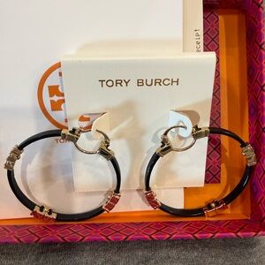 Tory Burch earrings black and gold new with tags